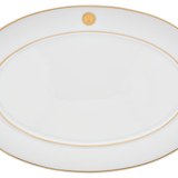 Platte, oval, Schwertermedaillon, Goldfaden, L 30 cm | Meissen No.41 Swords Luxury Gold