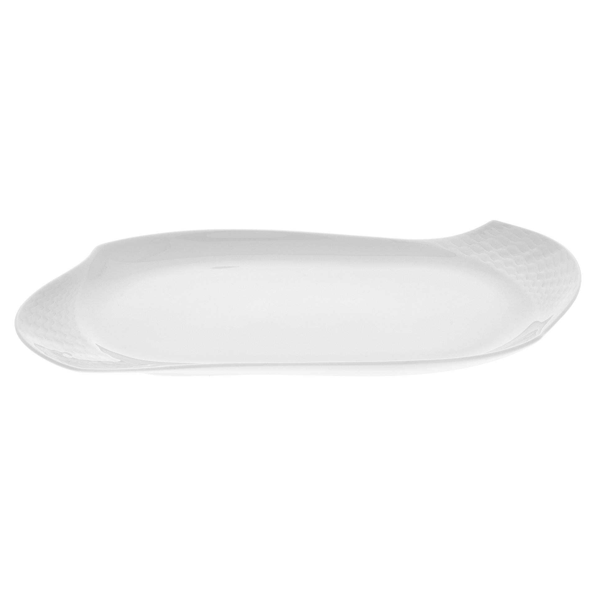Platte, rechteckig, groß, weiß, L 31 cm | Meissen Wellenspiel Relief 000001 - 29508 - Meissen Weimar