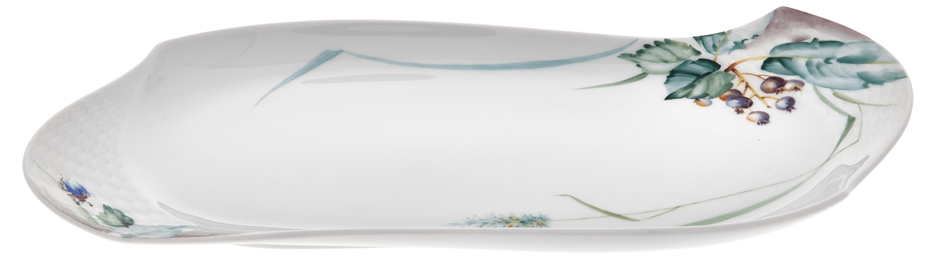 Platte Waldflora mit Insekten L 31 cm | Meissen Wellenspiel Relief 614501 - 29508 - Meissen Weimar