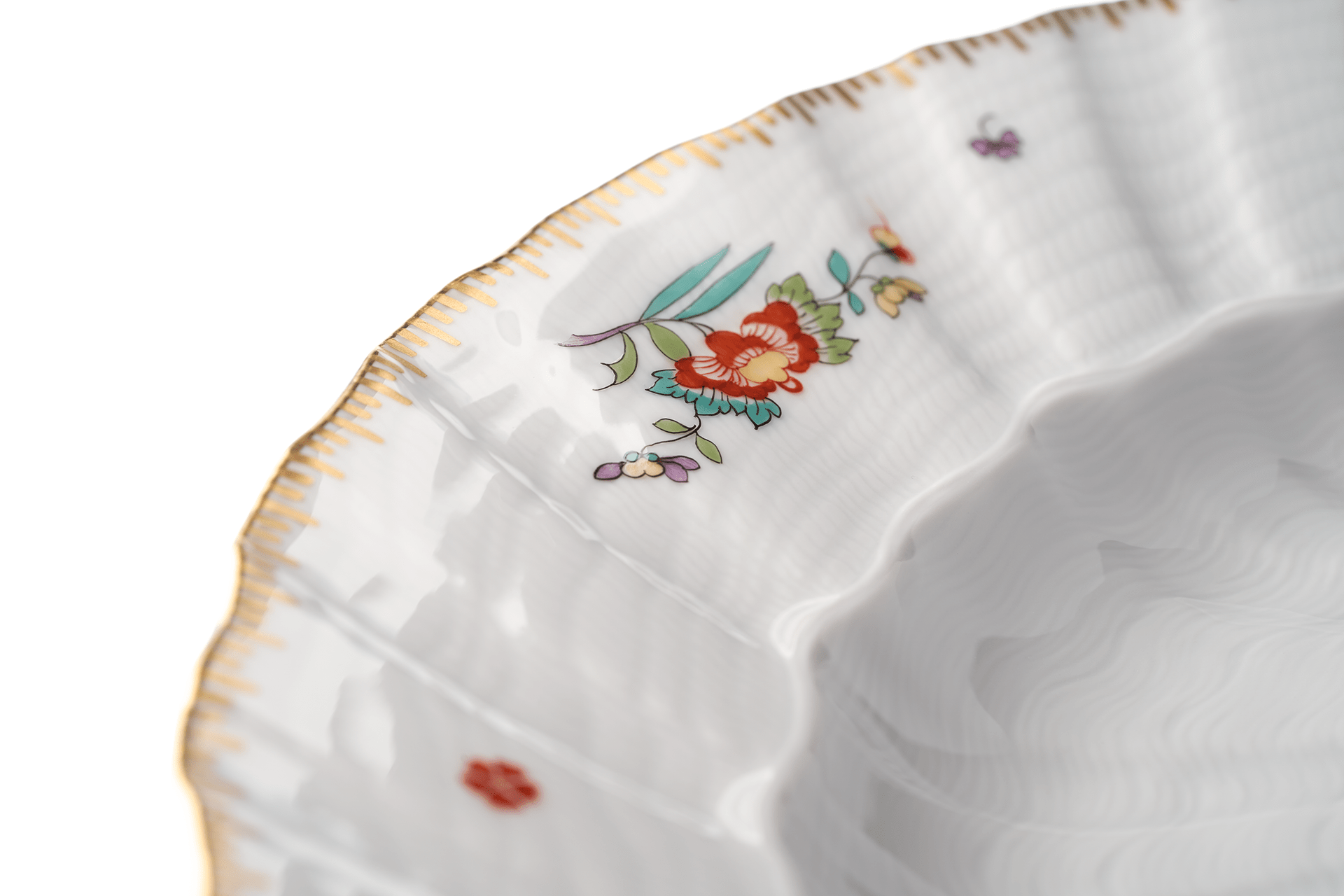Platzteller, Indische Blumenzweige, gestreute Blümchen, Goldkante, Goldrand, Ø 32 cm | Meissen Schwanendessin 397152 - 05478 - Meissen Weimar