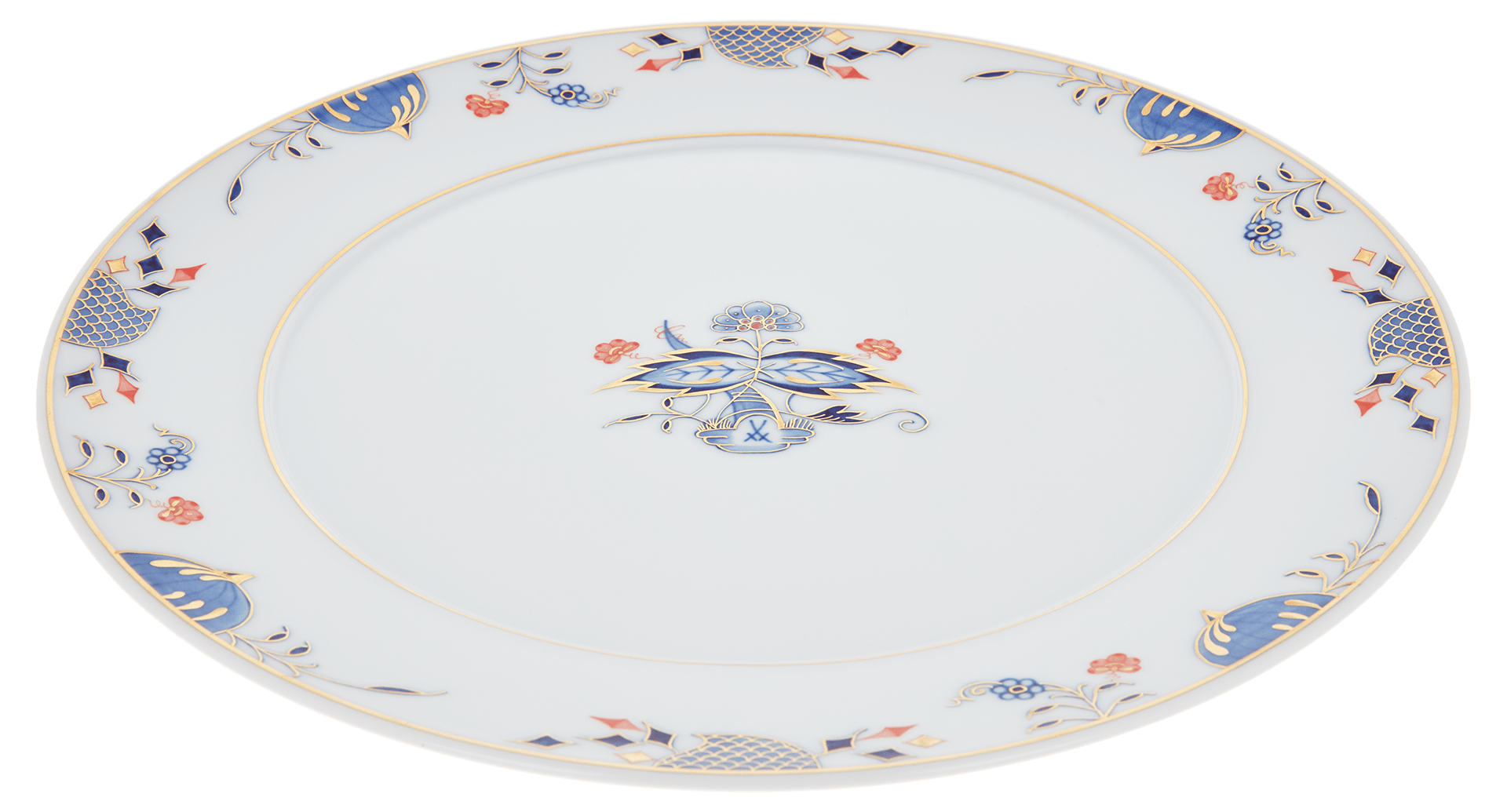 Platzteller, Noble Blue, Zwiebelmusterkante, Doppelblattranke, Ø 33 cm | Meissen No. 41 803190 - 41478 - Meissen Weimar