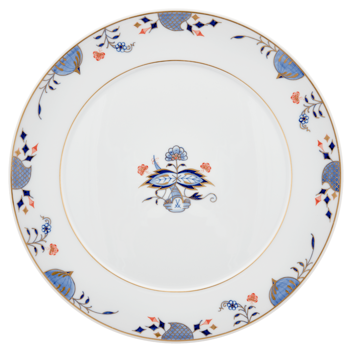 Platzteller, Noble Blue, Zwiebelmusterkante, Doppelblattranke, Ø 33 cm | Meissen No. 41 803190 - 41478 - Meissen Weimar