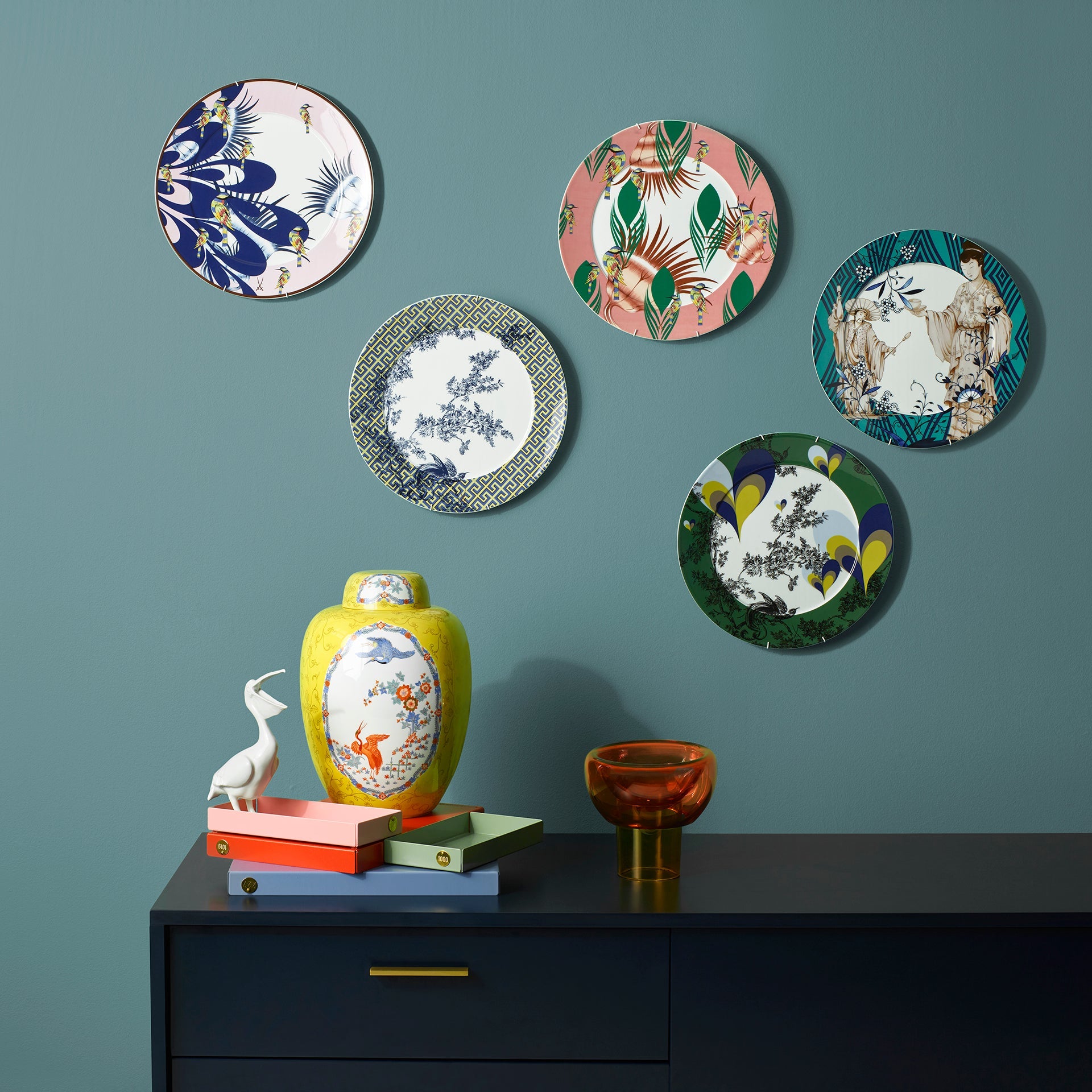 Platzteller Rainbow Birds Ø 33 cm | Meissen No.41 Collage 79a560 - 41478 - Meissen Weimar