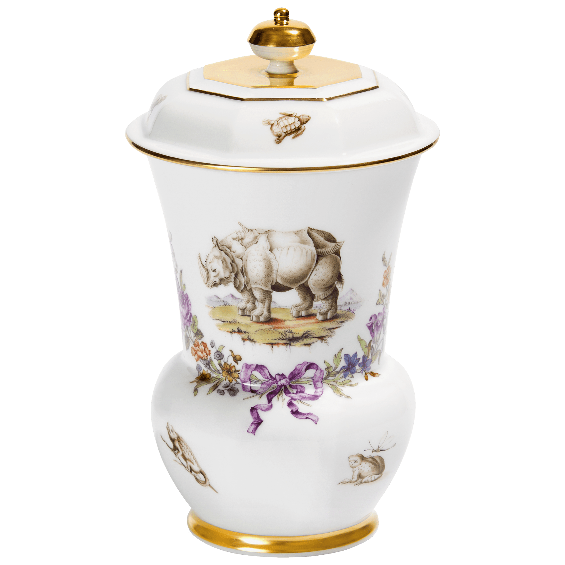 Pokal Exotische Tiere, Weiß mit Gold, H 18 cm | Meissen Limitierte Meisterwerke 26a184 - 51141 - Meissen Weimar