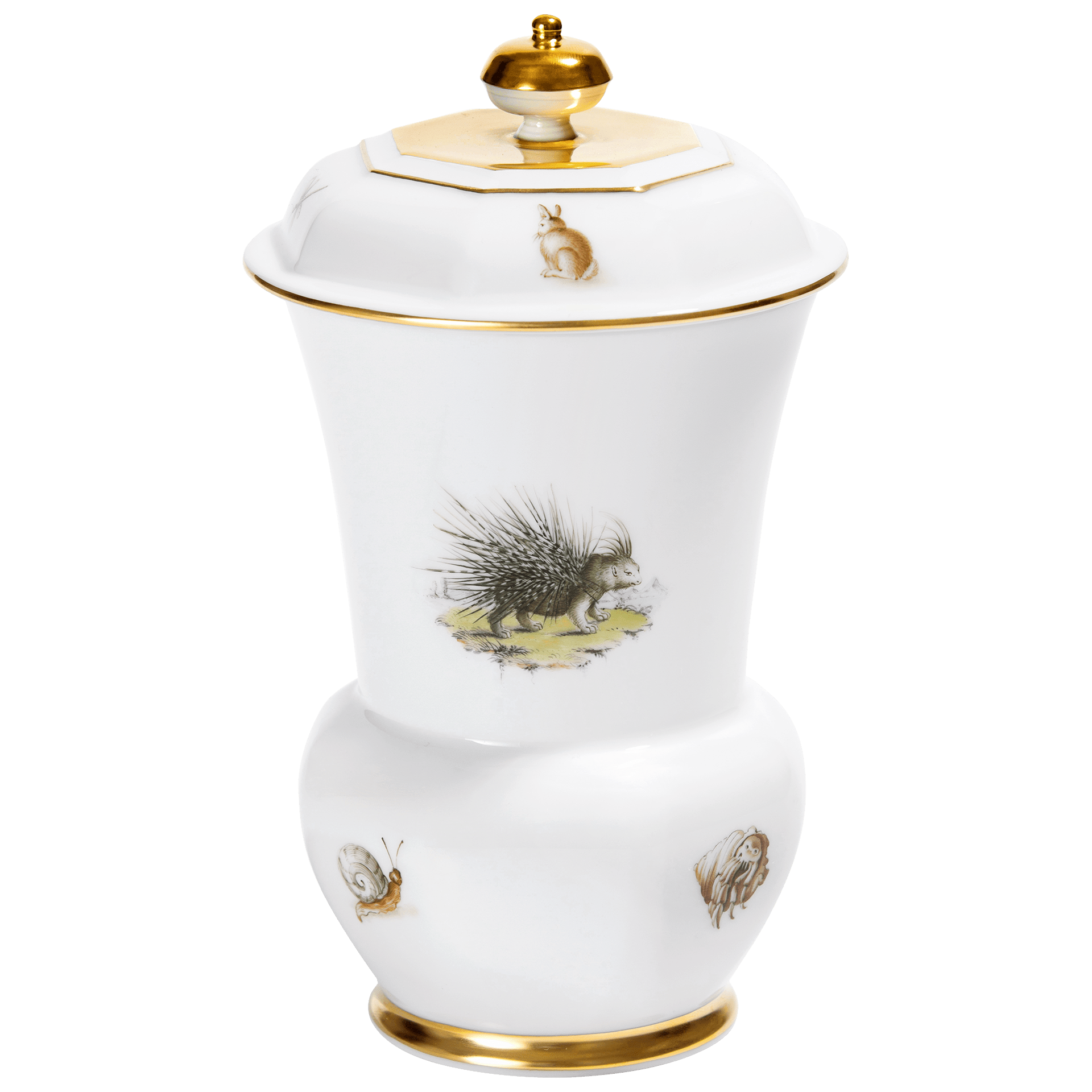 Pokal Exotische Tiere, Weiß mit Gold, H 18 cm | Meissen Limitierte Meisterwerke 26a184 - 51141 - Meissen Weimar
