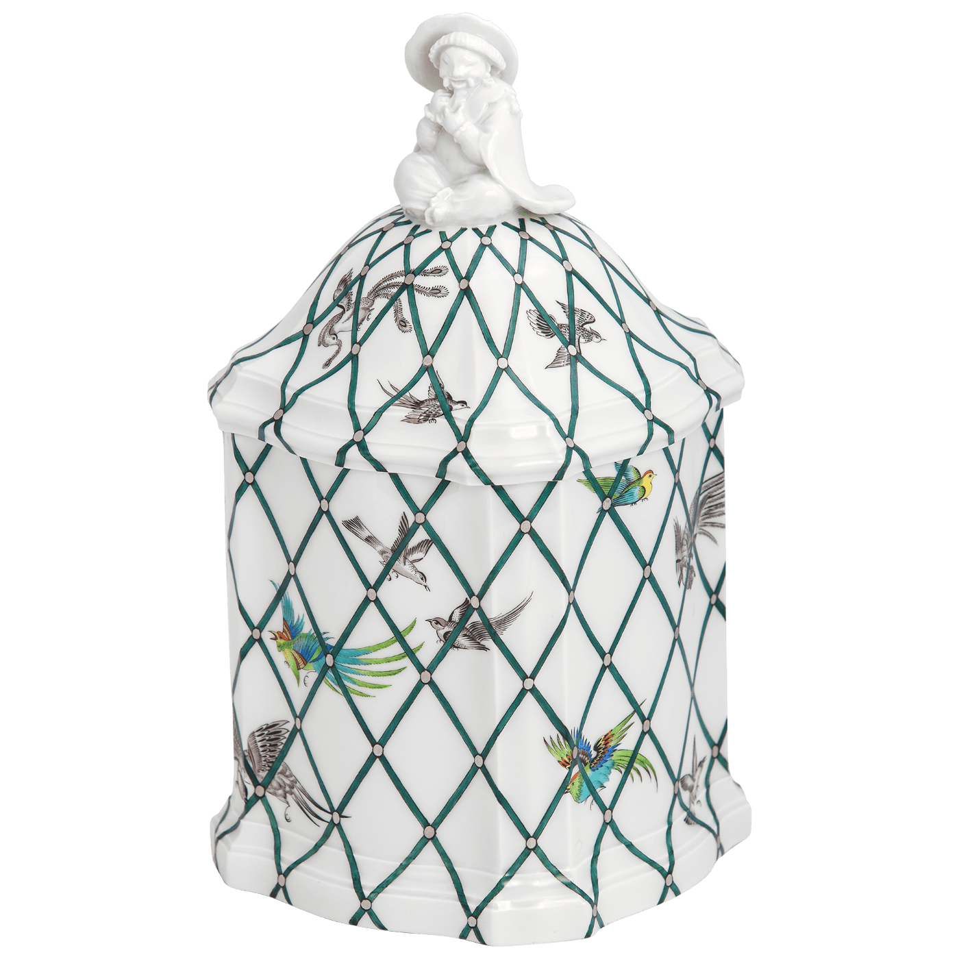 Porzellan Dose Voliere, handbemalt, H 24 cm | Meissen Limitierte Meisterwerke 40a084 - 52653 - Meissen Weimar