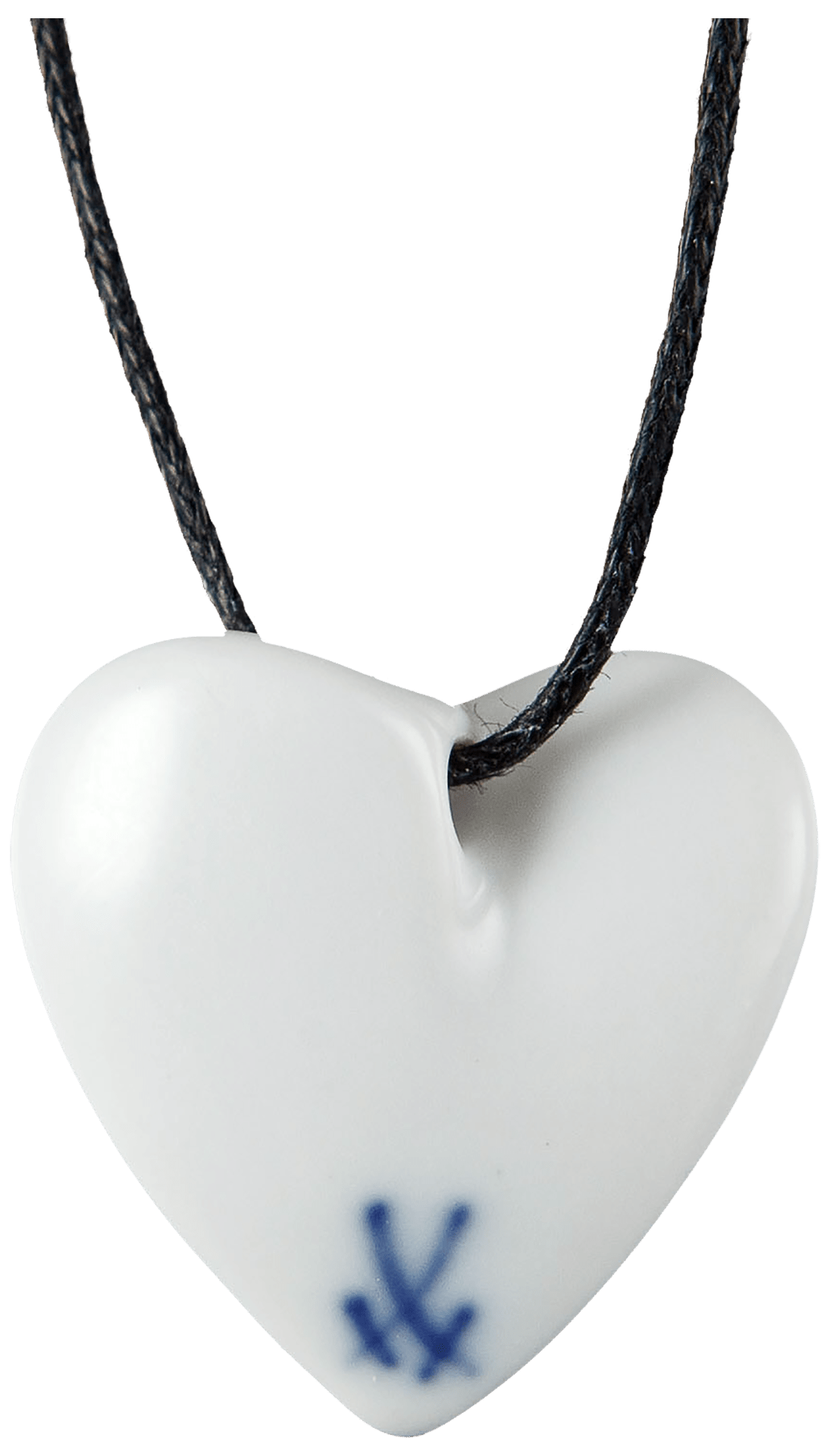 Porzellananhänger, geschwungenes Herz mit blauem Schmetterling, H 2,5 cm | Meissen Porzellananhänger 25a047-71000 - Meissen Weimar