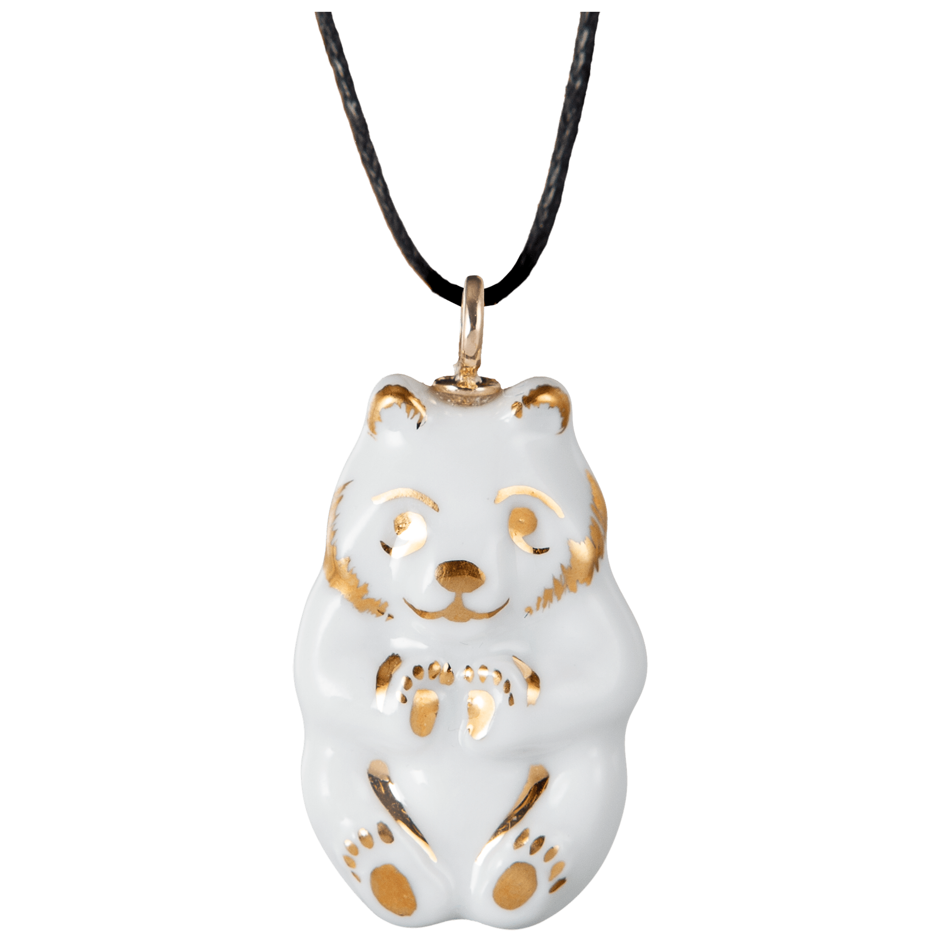 Porzellananhänger Halbrelief Panda Gold, H 3,5 cm | Meissen Porzellananhänger 900200-58m23 - Meissen Weimar