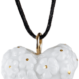 Porzellananhänger Herz mit Blütenkerne Gold, L 3 cm | Meissen Porzellananhänger