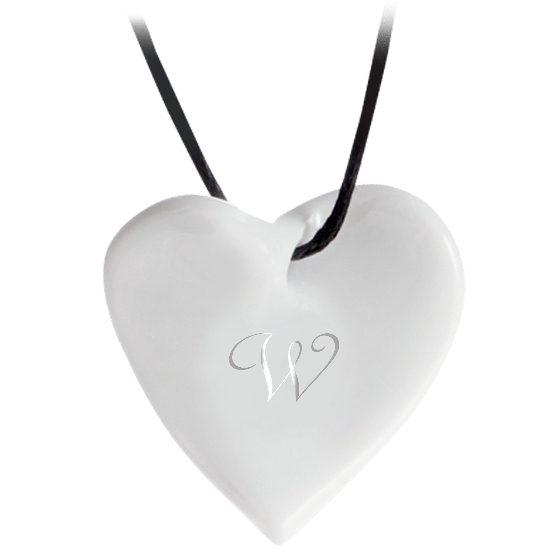 Porzellananhänger Herz mit Monogramm in Platin, H 2,5 cm | Meissen Porzellananhänger 97b303-71000 - Meissen Weimar