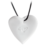 Porzellananhänger Herz mit Monogramm in Platin, H 2,5 cm | Meissen Porzellananhänger