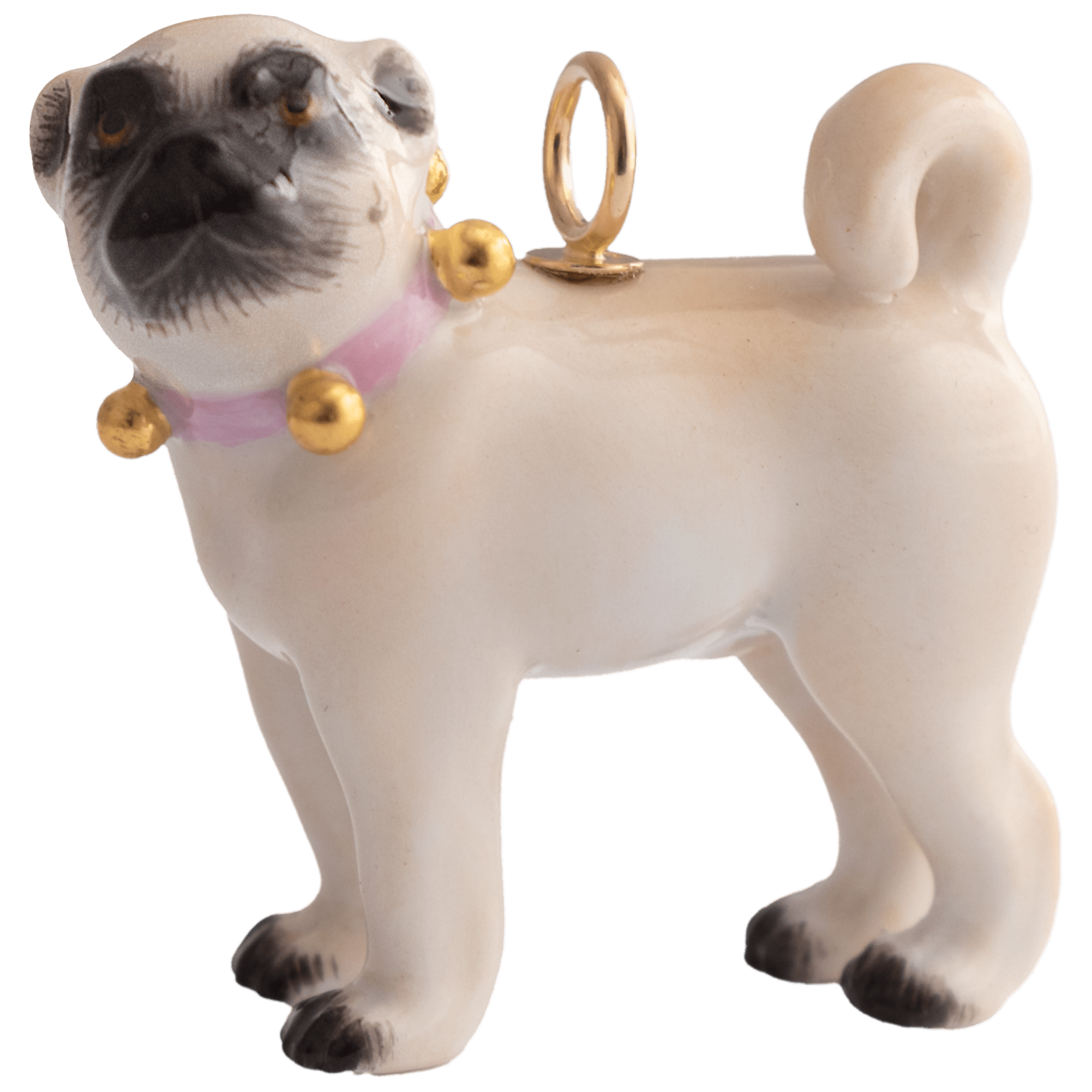 Porzellananhänger Hund Mops Rose Edition 3,4 cm | Meissen Porzellananhänger 90a485 - 78m21 - Meissen Weimar