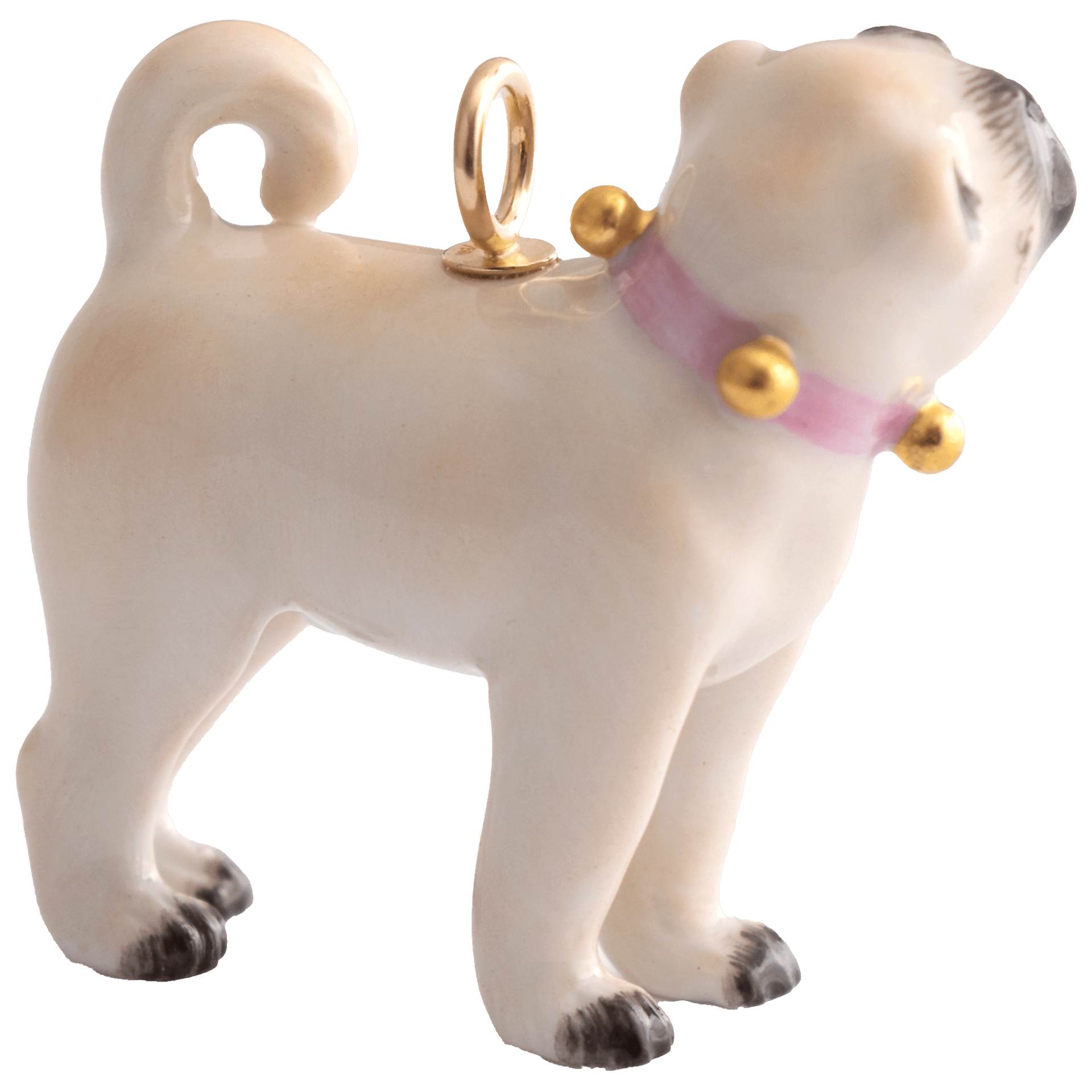 Porzellananhänger Hund Mops Rose Edition 3,4 cm | Meissen Porzellananhänger 90a485 - 78m21 - Meissen Weimar
