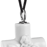 Porzellananhänger Kreuz Vergissmeinnicht Weiß, 5 g | Meissen Porzellananhänger