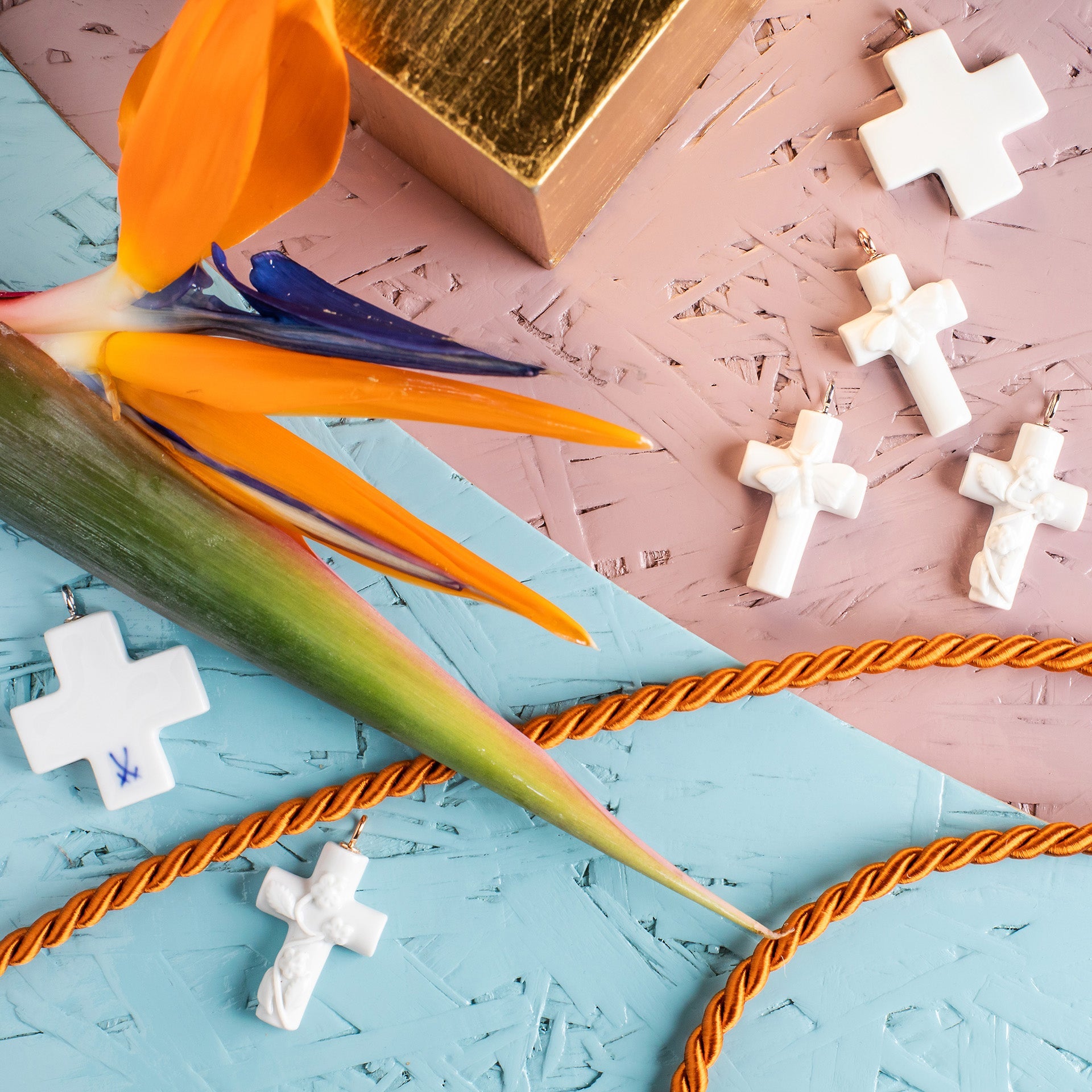 Porzellananhänger Kreuz Weiß, H 3,7 cm | Meissen Porzellananhänger 000001-55m41 - Meissen Weimar