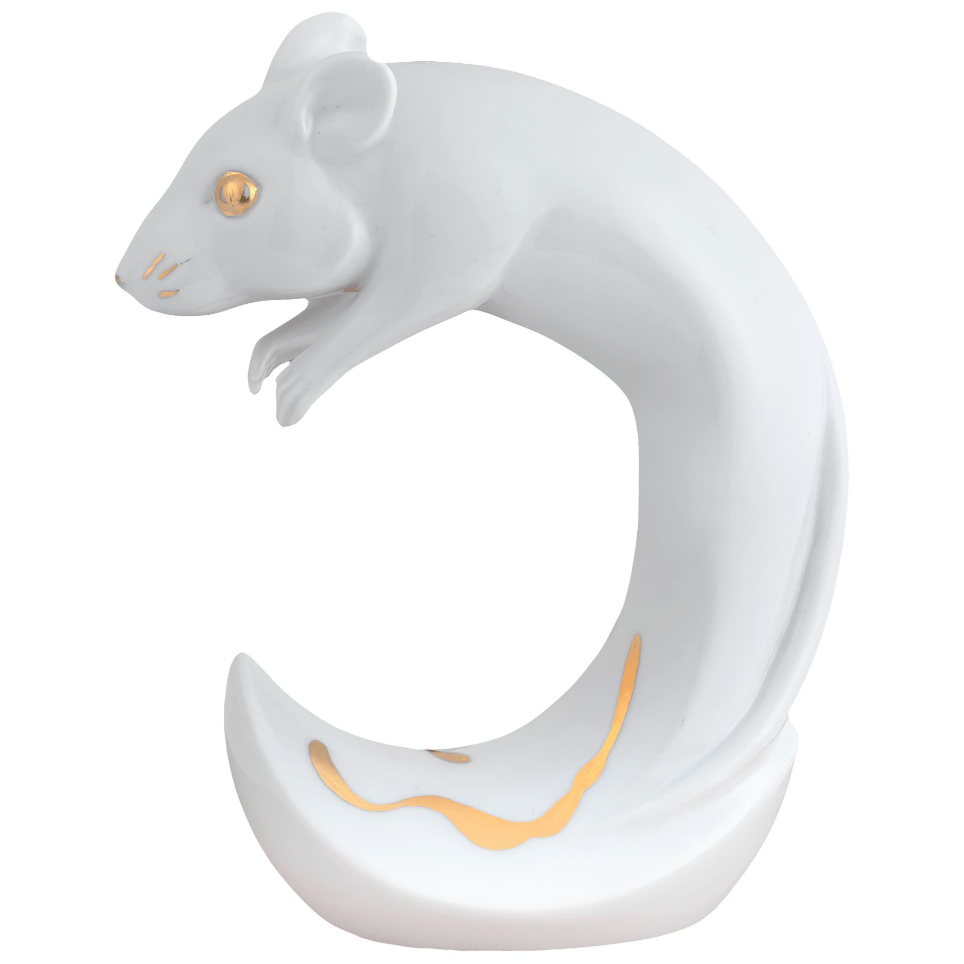 Porzellanfigur Chinesische Tierkreiszeichen Ratte, Gold staffiert, H 12 cm | Meissen Figuren Individuell 900200 - 83662 - Meissen Weimar