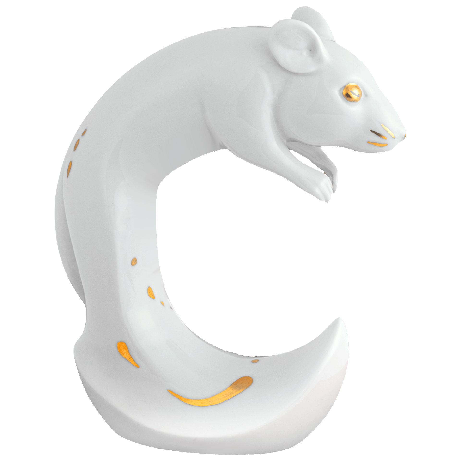 Porzellanfigur Chinesische Tierkreiszeichen Ratte, Gold staffiert, H 12 cm | Meissen Figuren Individuell 900200 - 83662 - Meissen Weimar