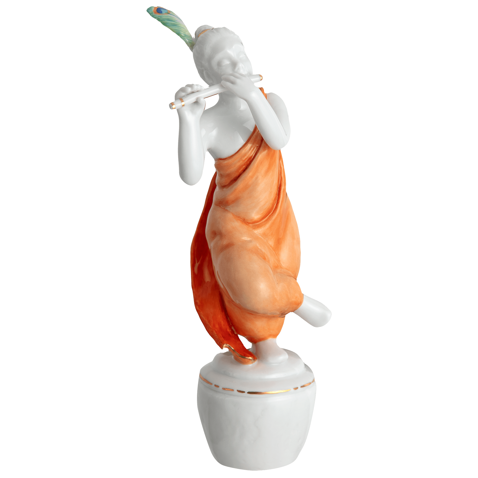Porzellanfigur Krishna, bunt und gold staffiert, H 16,5 cm | Meissen Einzelplastik 900300 - 73954 - Meissen Weimar