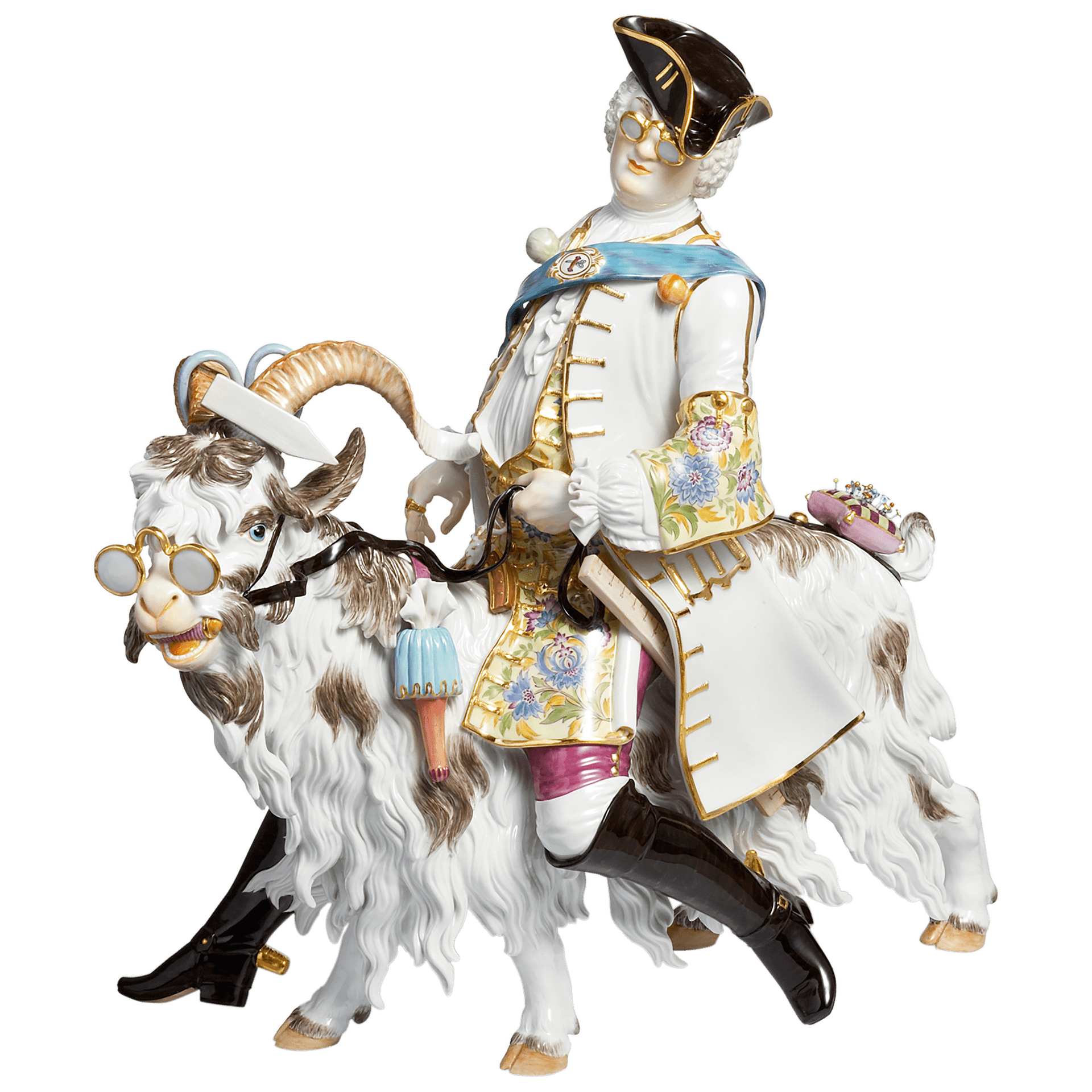 Porzellanfigur Schneider auf Ziegenbock, H 43 cm | Meissen Exklusiv - Kollektion 900380 - 76015 - Meissen Weimar