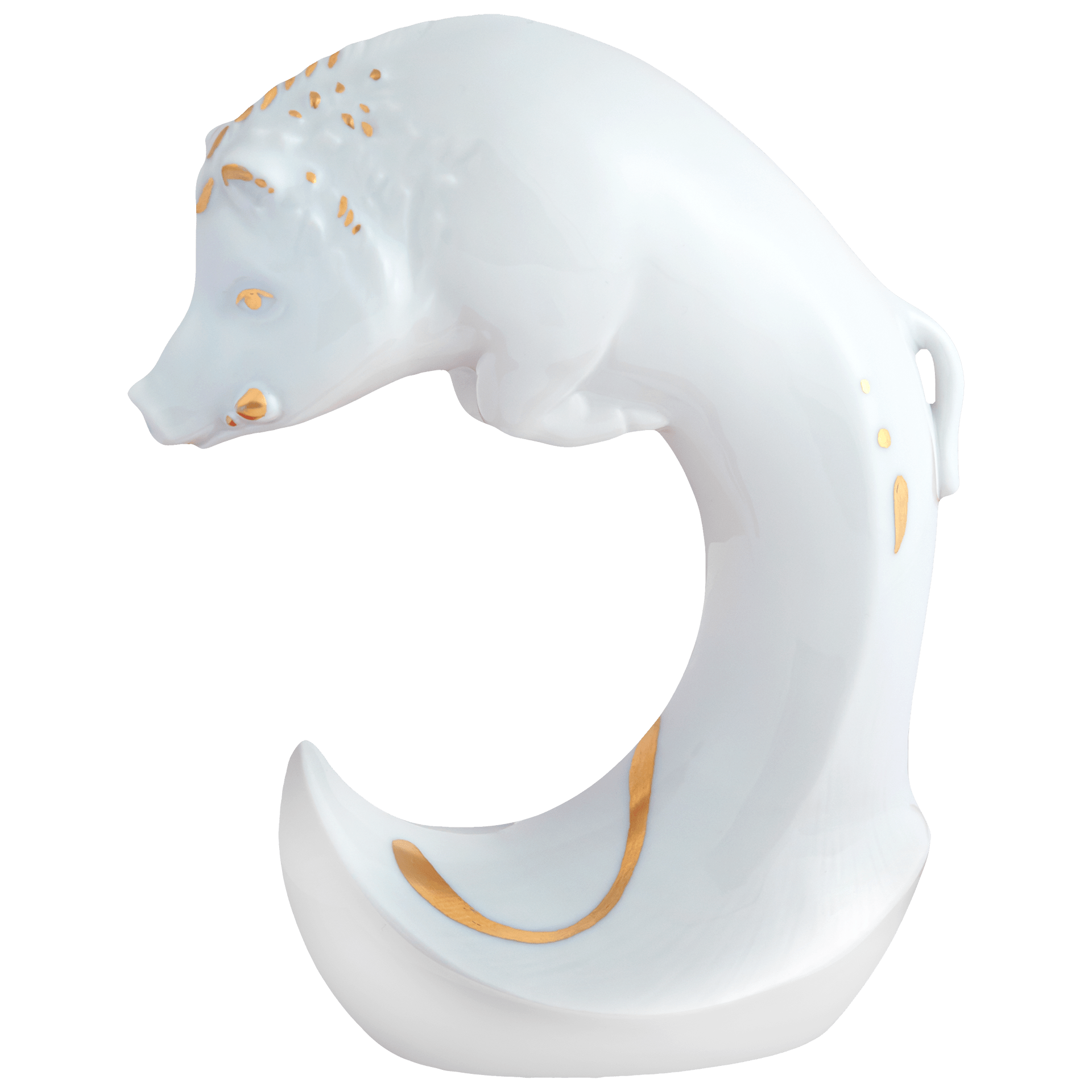 Porzellanfigur Schwein Gold staffiert H 12,5 cm | Meissen Figuren chinesisches Jahrestier 900200 - 83661 - Meissen Weimar