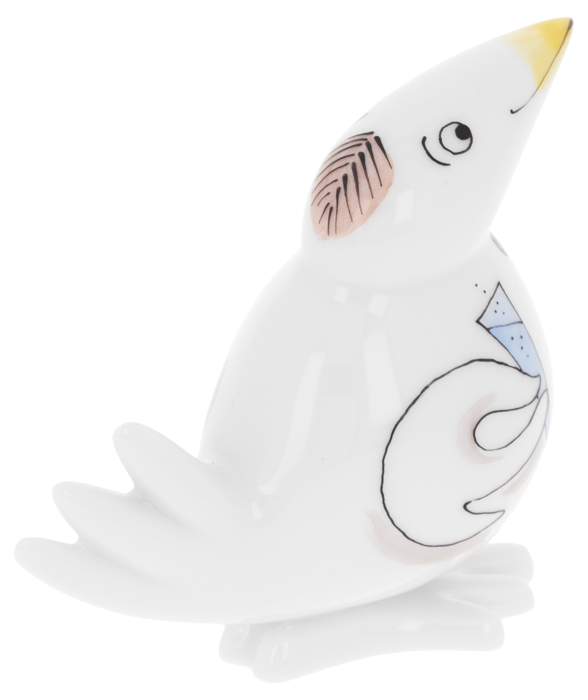 Porzellanfigur Vogel Feinschmecker H 6 cm | Meissen Figuren - Edition Spassvogel 71a238 - 77410 - Meissen Weimar