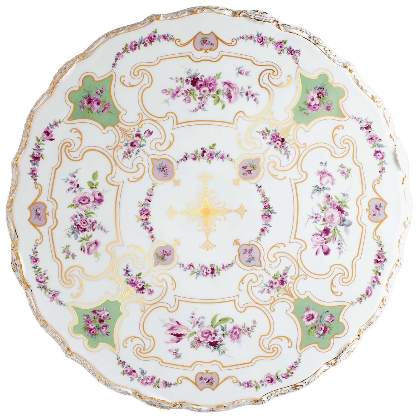 Porzellantisch Blumen in Purpur und Grün, H 85 cm | Meissen Limitierte Meisterwerke 90a884 - 81m08 - Meissen Weimar