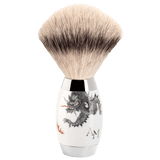 Rasierpinsel mit Silberspitz Dachszupf, Porzellangriff, Ming Drache, Monogramm, H 12,8 cm | Mühle Edition Meissen