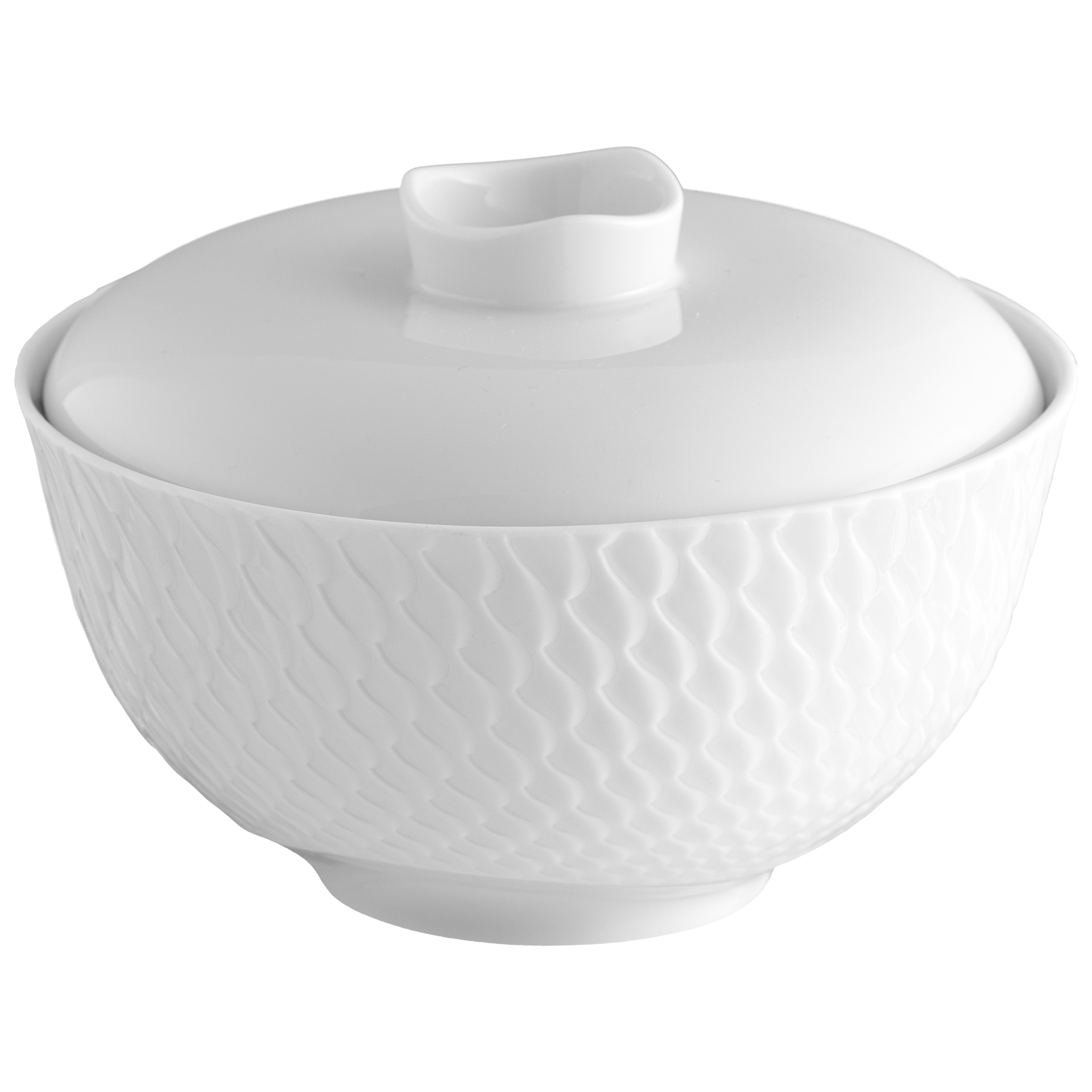 Reisschale mit Deckel, Biskuit Weiß, Ø 12,5 cm | Meissen Wellenspiel Relief 860101 - 29820 - Meissen Weimar