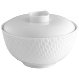 Reisschale mit Deckel, Biskuit Weiß, Ø 12,5 cm | Meissen Wellenspiel Relief