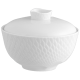 Reisschale mit Deckel, Weiß, Ø 12,5 cm | Meissen Wellenspiel Relief Asien Kollektion