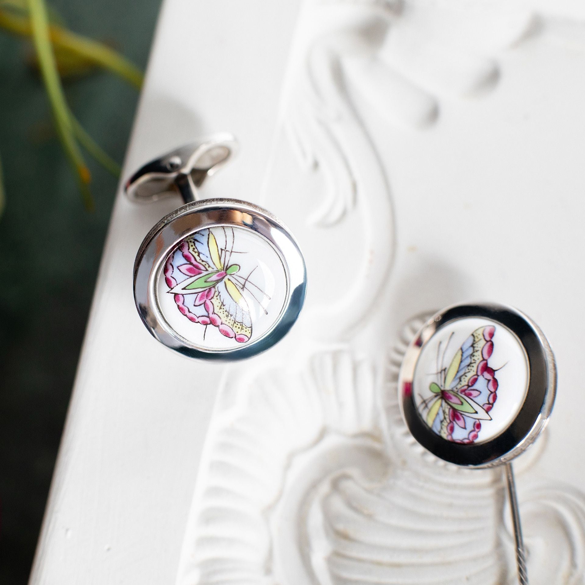 Reversnadel Butterfly, 925 Sterlingsilber, H 2,2 cm | Meissen Herrenschmuck mpj60bu930c - Meissen Weimar