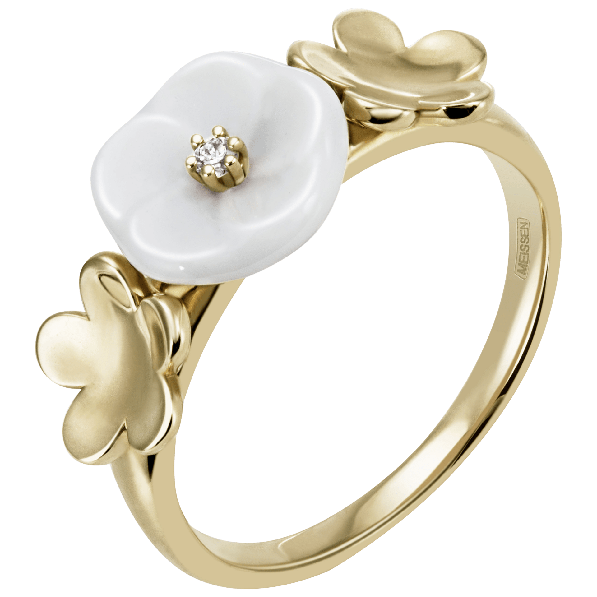 Ring 1739 Royal Blossom Bouquet, Gelbgold 750, Brillant 0,02 ct | Meissen Royal Blossom Collection mpj10bl38600 - Meissen Weimar