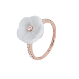 Ring, 750 Roségold, 1 Porzellanblüte M, 15 Brillanten zus. 0,22 ct, VS, fw, Vollschliff Gut | Meissen Royal Blossom Diamond