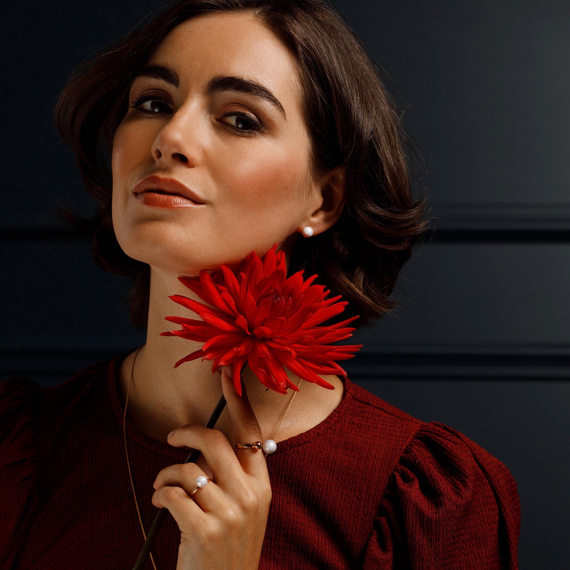 Ring Roségold 750, Porzellanperle Ø 0.8 cm | Meissen Pearl Collection mpj10pcw1100 - Meissen Weimar