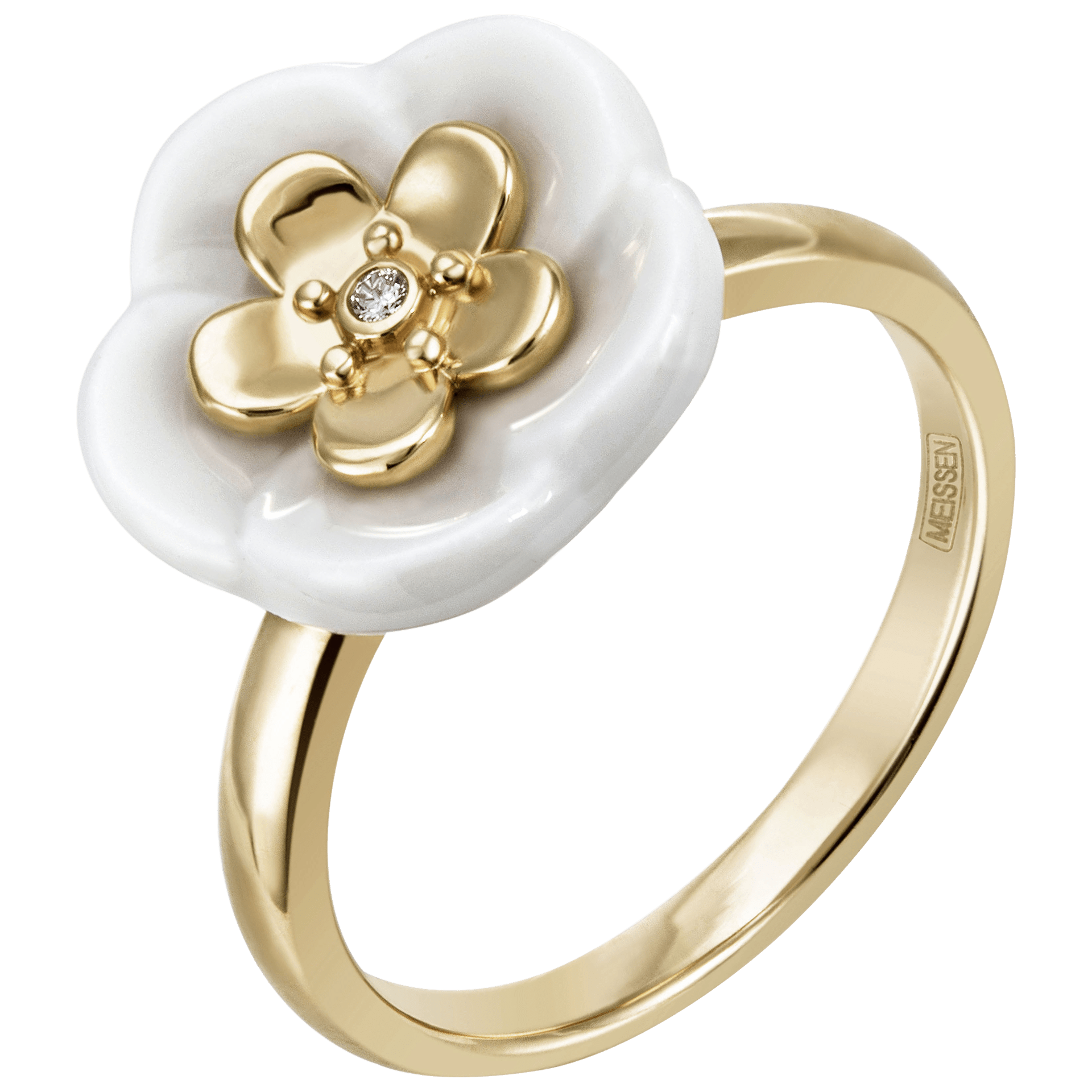 Ring Royal Blossom Bouquet Gelbgold 750, Brillant 0,01 ct | Meissen Royal Blossom Collection mpj10bl35700 - Meissen Weimar