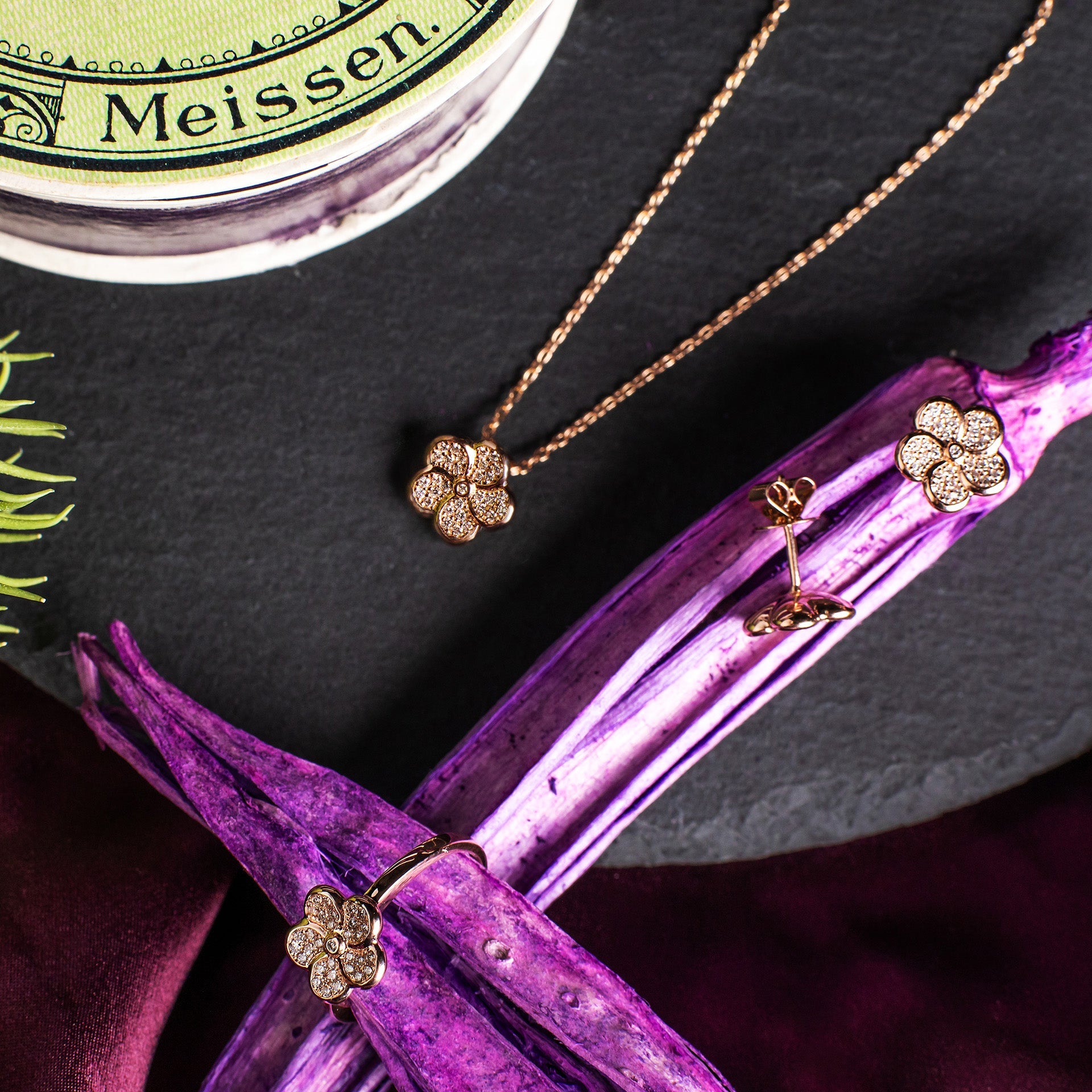 Ring Royal Blossom Pavé Roségold 750 | Meissen Royal Blossom Collection mpj10bp19900 - Meissen Weimar