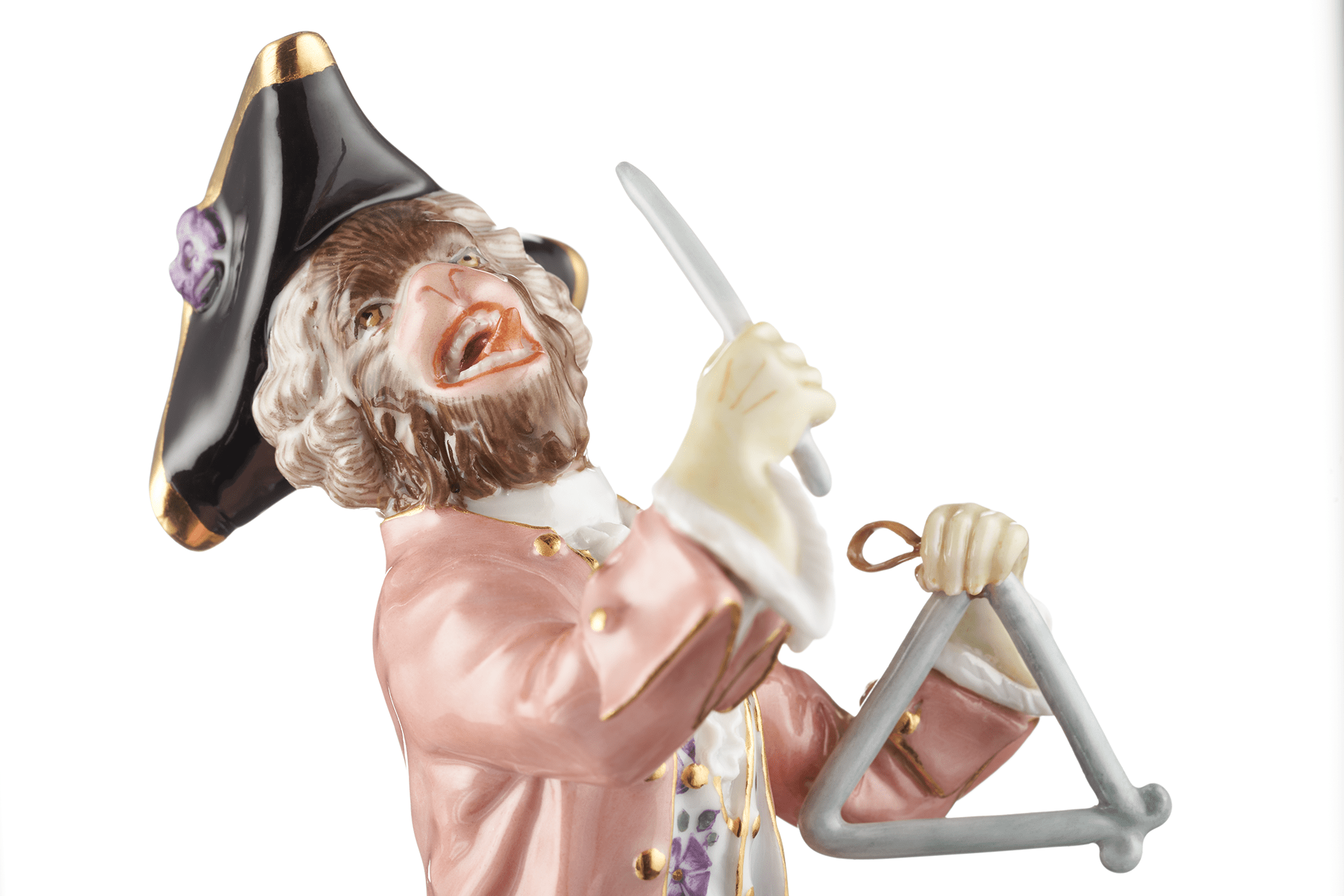Sammelfigur Affenkapelle Triangelspieler, H 15 cm | Meissen Figuren - Edition Affenkapelle 90c300 - 60013 - Meissen Weimar