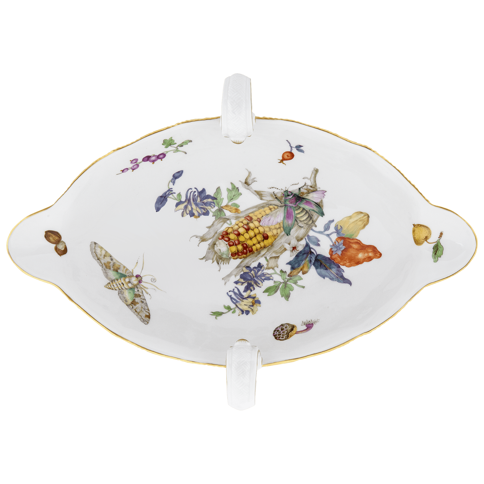 Sauciere Feldfrüchte mit Insekten L 25,5 cm | Meissen Limitierte Meisterwerke 90a784 - 81590 - Meissen Weimar