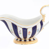 Sauciere, gestreute Blümchen, königsblau glasiert, Goldbronze, V 0,4 l | Meissen X-Form