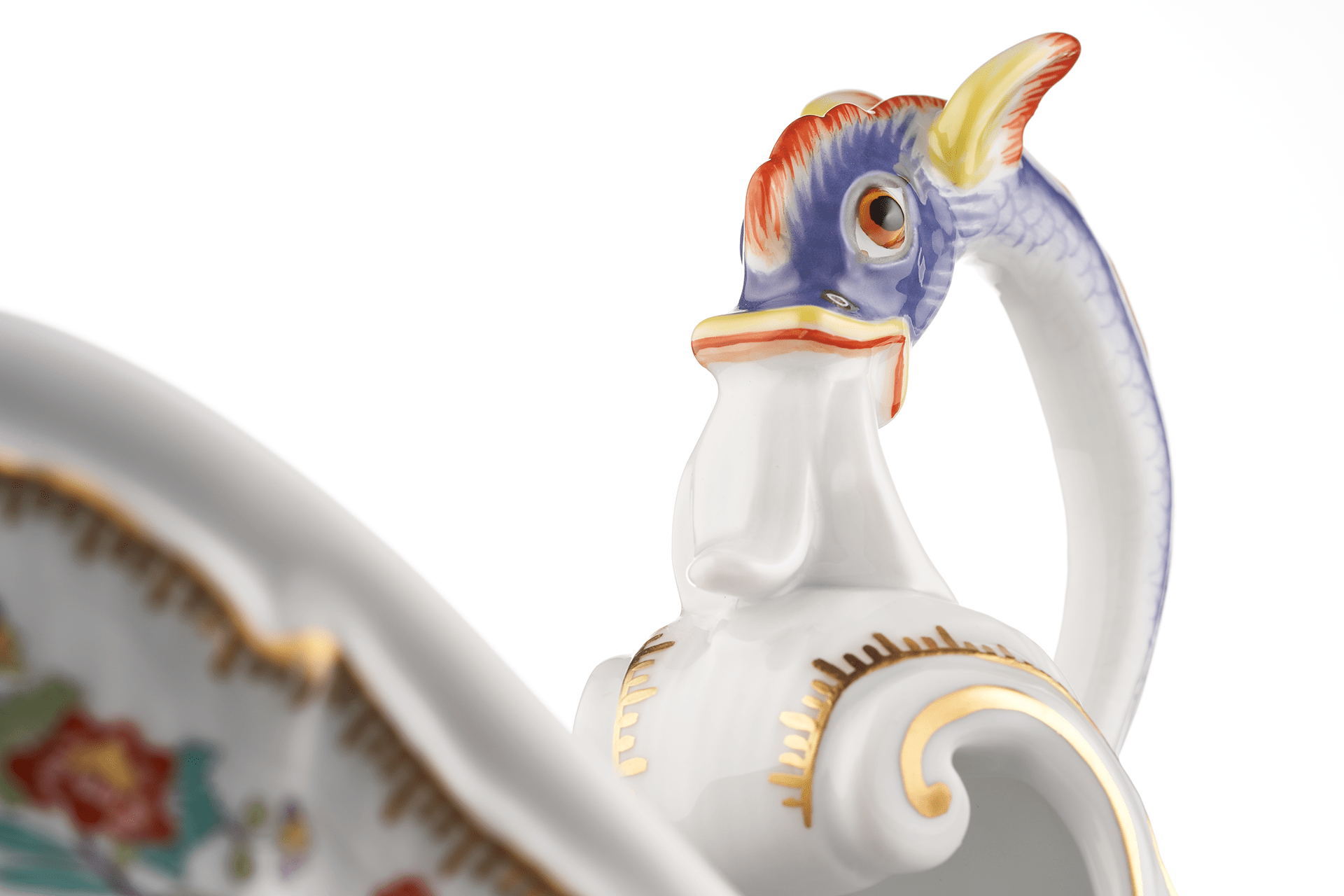 Sauciere, Indische Blumenzweige, gestreute Blümchen, Goldkante, Goldrand, V 0,25 l | Meissen Schwanendessin 397152 - 05228 - Meissen Weimar