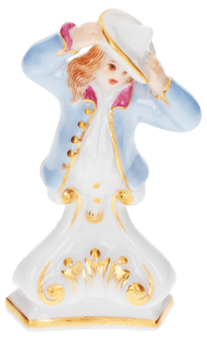 Schach Bauer, bunt und gold staffiert, H 4.8 cm | Meissen Figuren Individuell 900300 - 60705 - Meissen Weimar