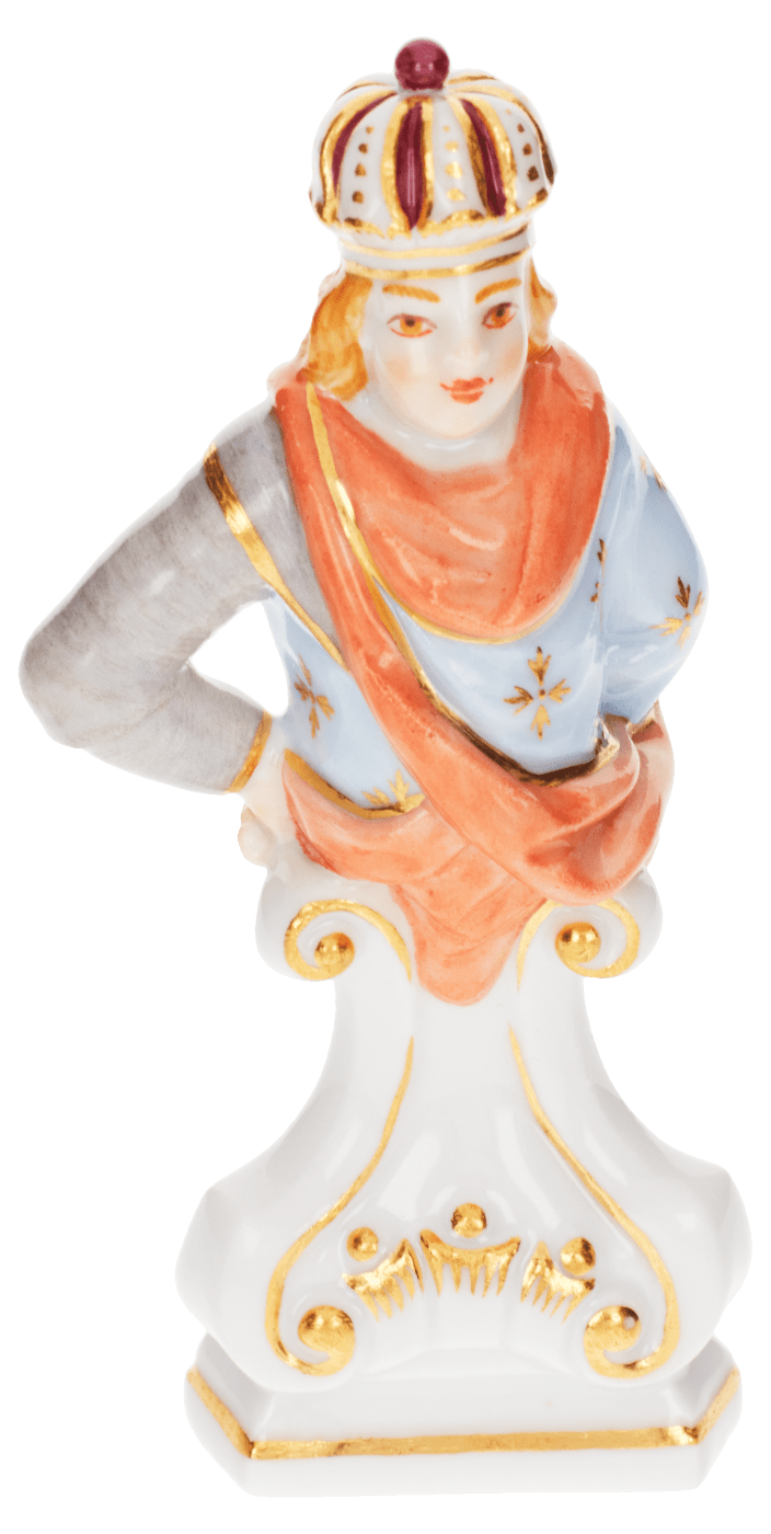 Schachfigur König, bunt und gold staffiert, H 6,6 cm | Meissen Figuren Individuell 900300 - 60700 - Meissen Weimar