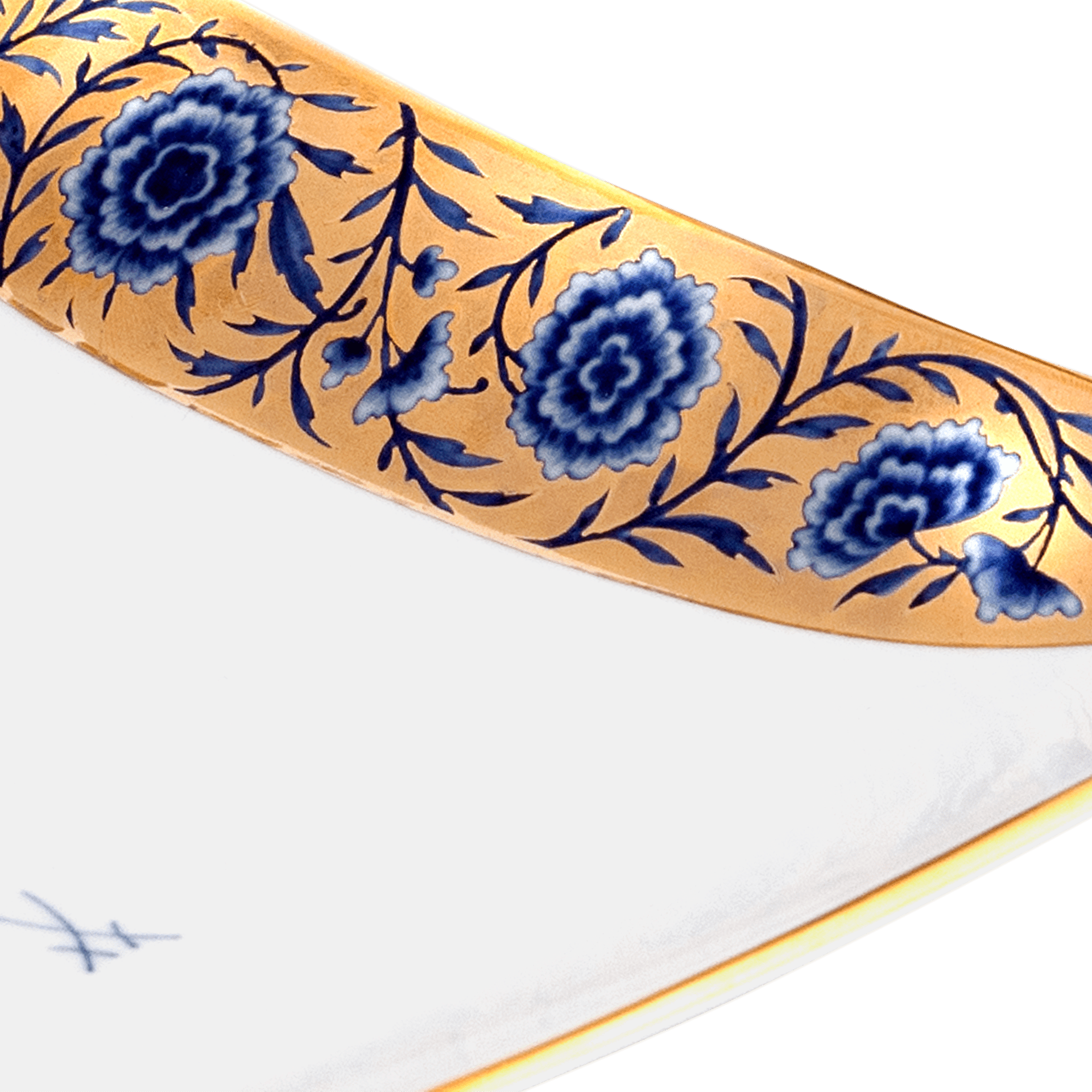 Schale Blauer Brokat, L 22 cm, limitiert | Meissen Limitierte Meisterwerke 82a074 - 54200 - Meissen Weimar