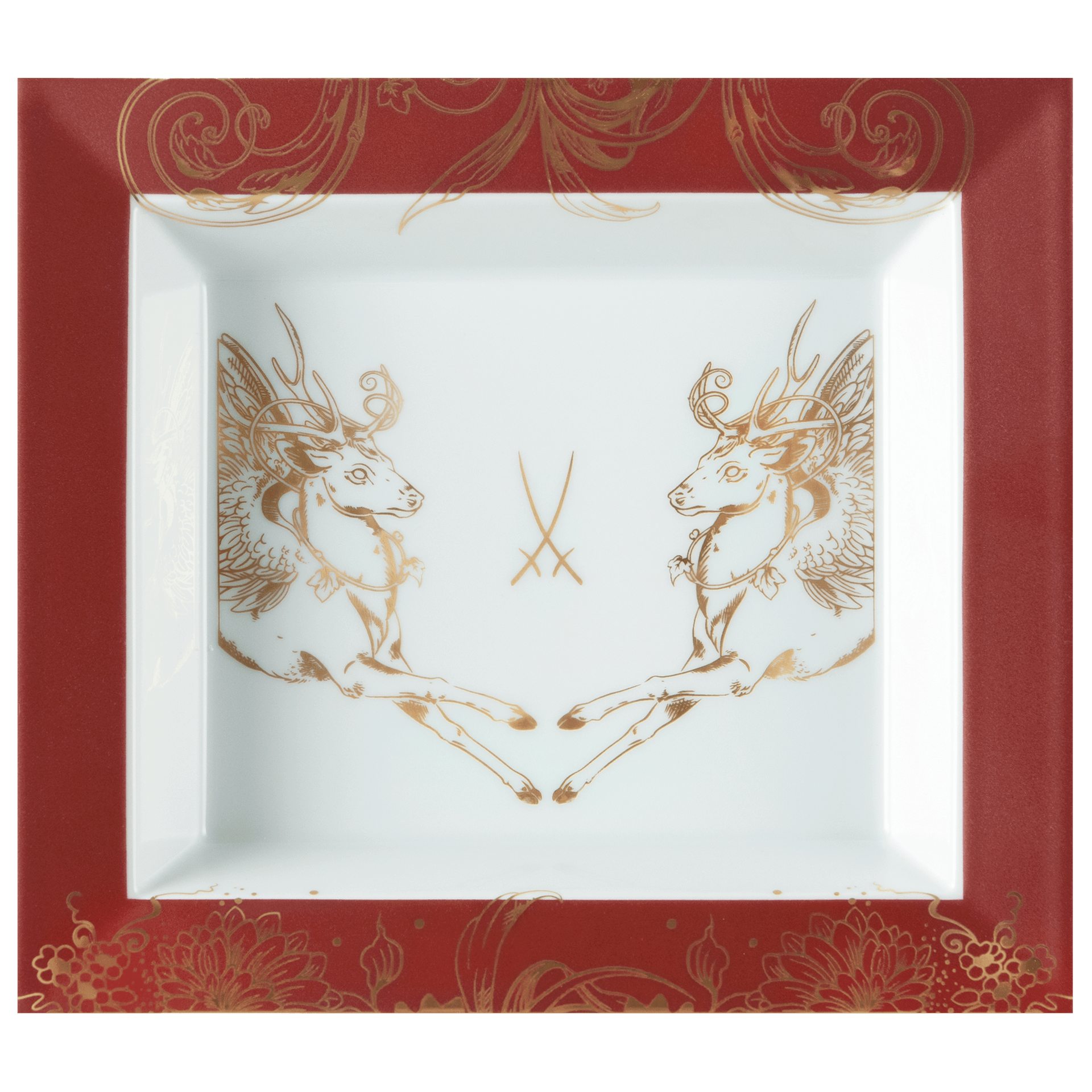 Schale eckig, groß, "MEISSEN Christmas Peryton", 21 x 18,5 cm | The Meissen Vide - Poche - Collection 79B372 - 53274 - Meissen Weimar