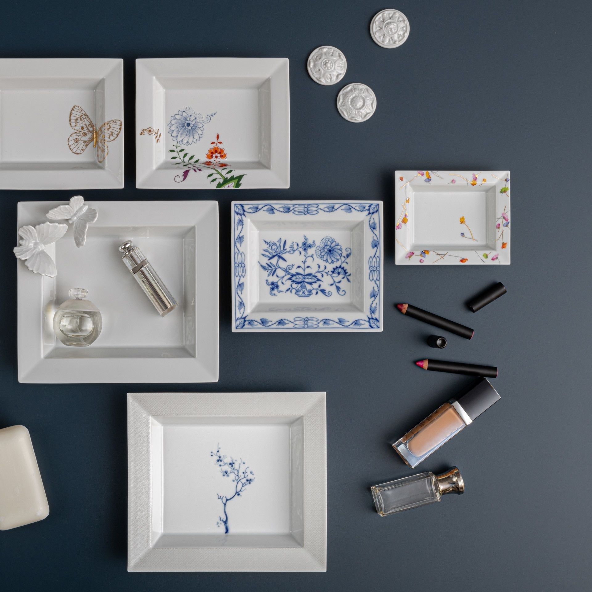 Schale eckig, klein, Blue Orchid White, 12,3 x 10 cm | The Meissen Vide - Poche - Collection 79A465 - 53268 - Meissen Weimar