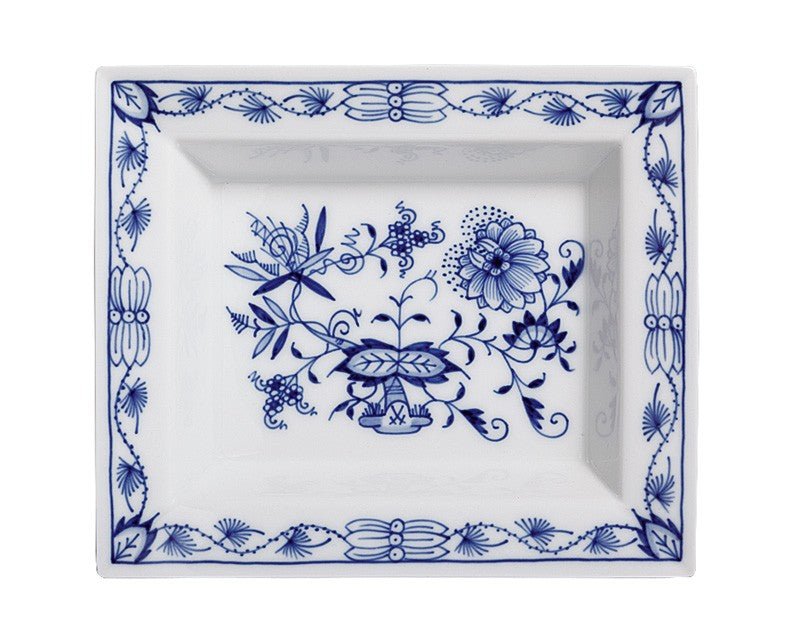 Schale eckig, klein, Zwiebelmuster, kobaltblau, weißer Rand, 12,3 x 10 cm | The Meissen Vide - Poche - Collection 800101 - 53268 - Meissen Weimar