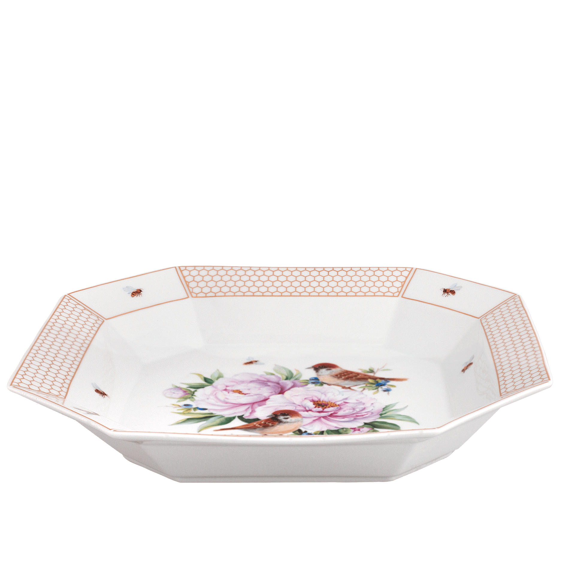 Schale "Pfingstrosen mit Feldsperlingen und Bienen", Lim. 15, 28,5 x 28,5 cm | Meissen Limited Edition 23A074-53273 - Meissen Weimar