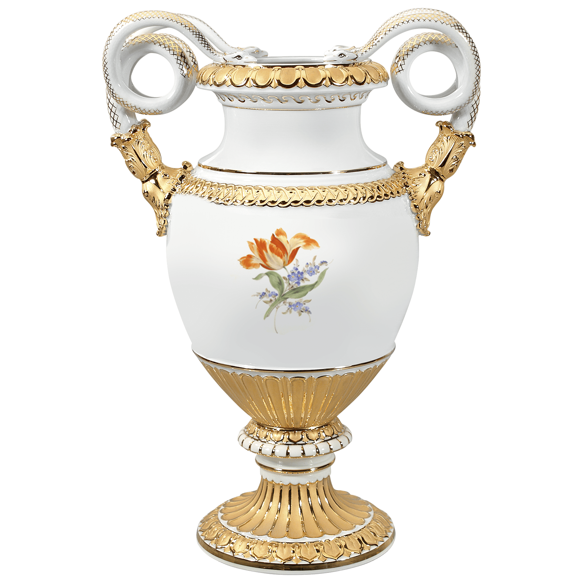 Schlangenhenkelvase Blumenbukett, H 49 cm | Meissen Exklusiv - Kollektion 100180 - 50m51 - Meissen Weimar