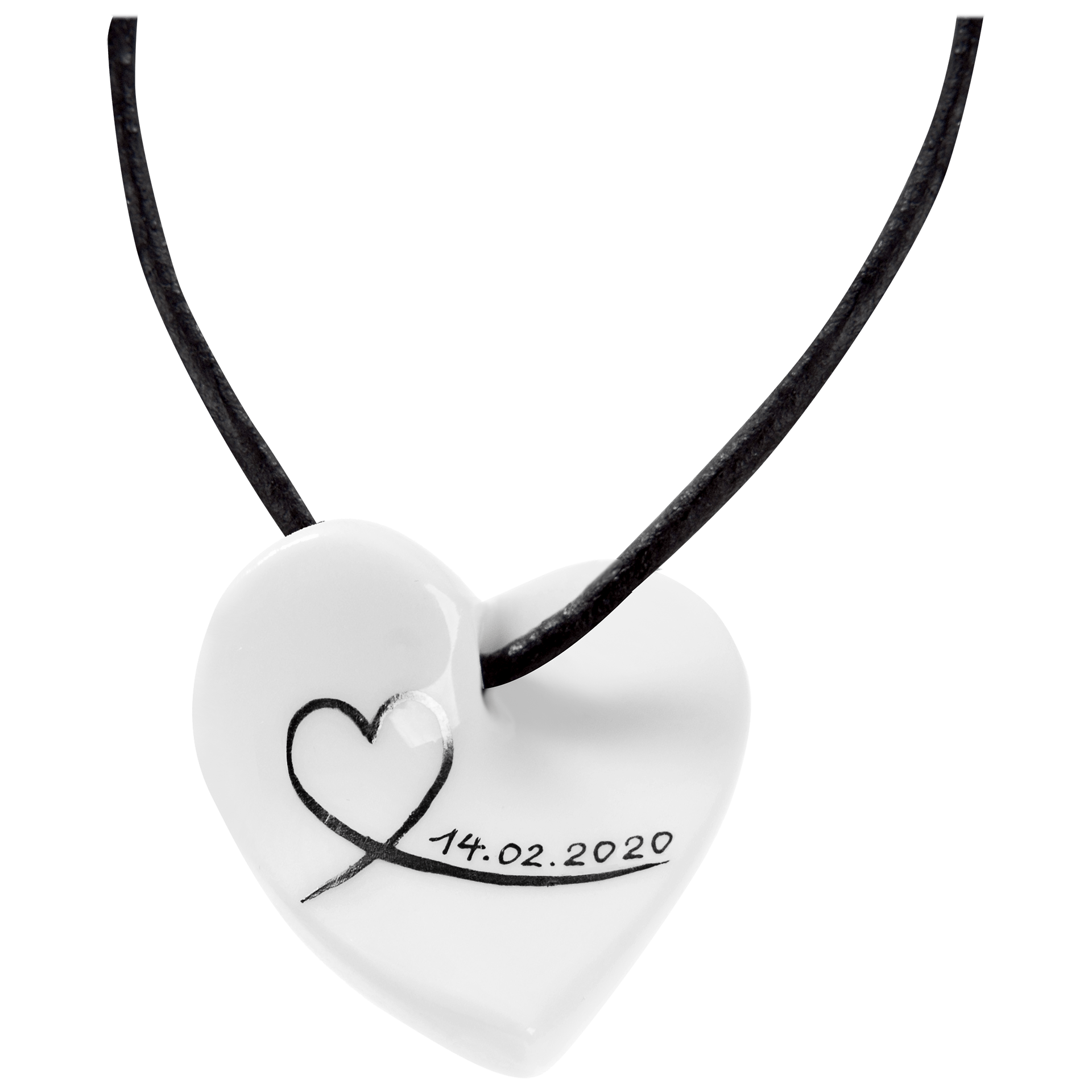 Schmuck - Anhänger Herz personalisiert, Schwarz, H 2,5 cm | Meissen Geschenke 71a151 - 71000 - Meissen Weimar