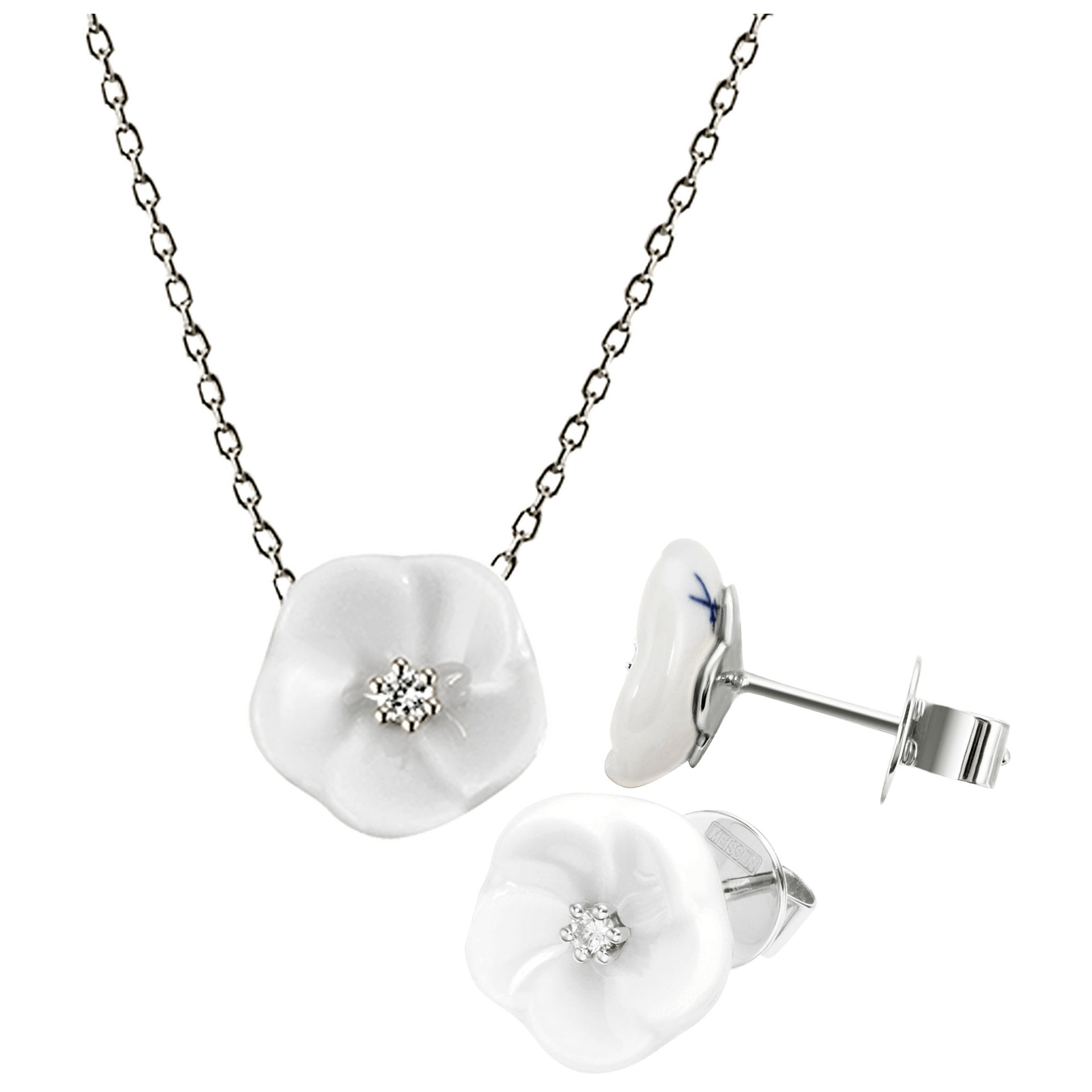 Schmuck - Set Weißgold 750 mit Diamanten, Basic Größe | Meissen Royal Blossom Collection mpj80bl216c4 - Meissen Weimar